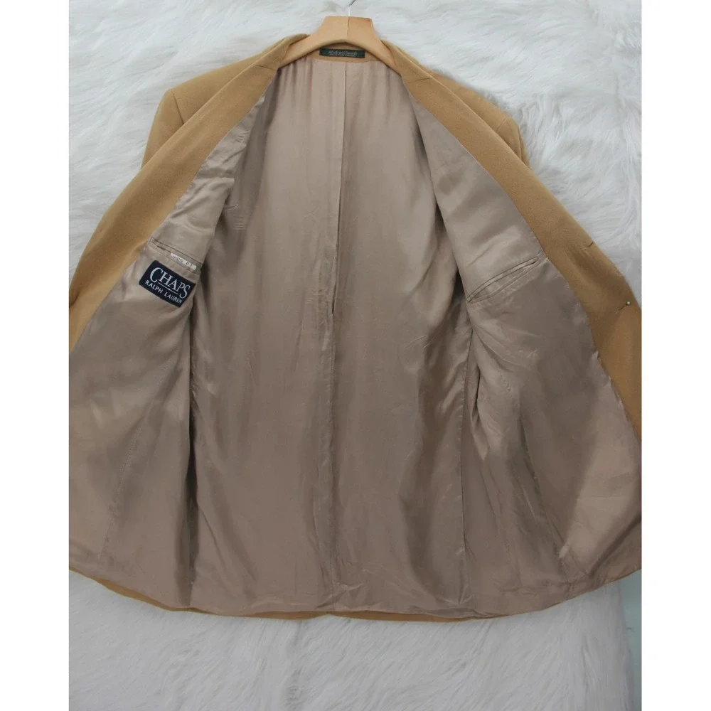 Chaps Ralph Lauren Tan Microfiber 3 Button Blazer Jacket 41R Preppy Old Money